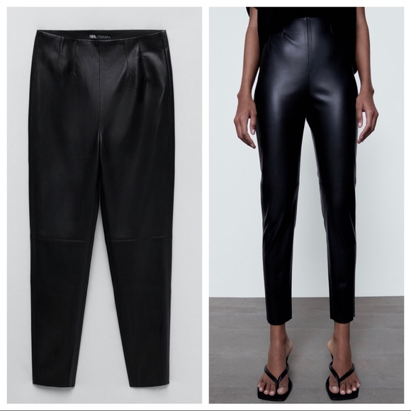 ZARA | Faux Leather High Waisted Leggings - Picture 4 of 6